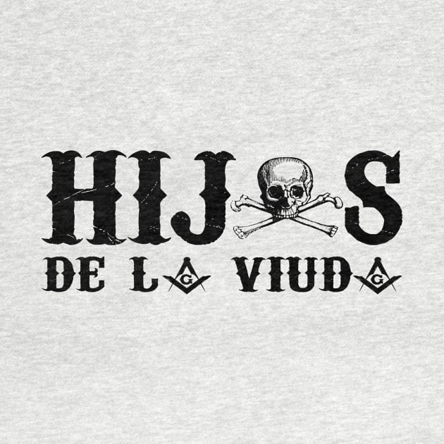 Hijos de la Viuda, grafica masonica con cranio, escuadra y compas para para masones con estilo by hclara23